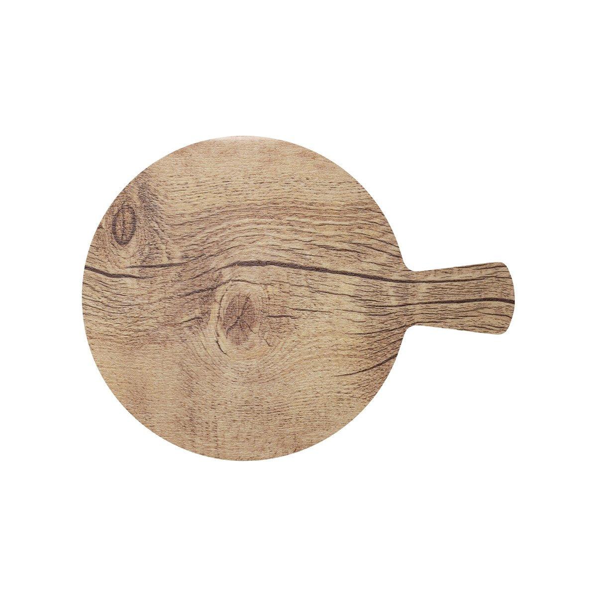 Chef Inox Wood Effect Oak Round Platter with Handle 280mm - Kitchenly