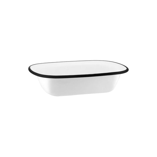 JAB Melamine Vintage White / Black Rim Rectangular Server 200x145x45mm (Box of 6) - Kitchenly