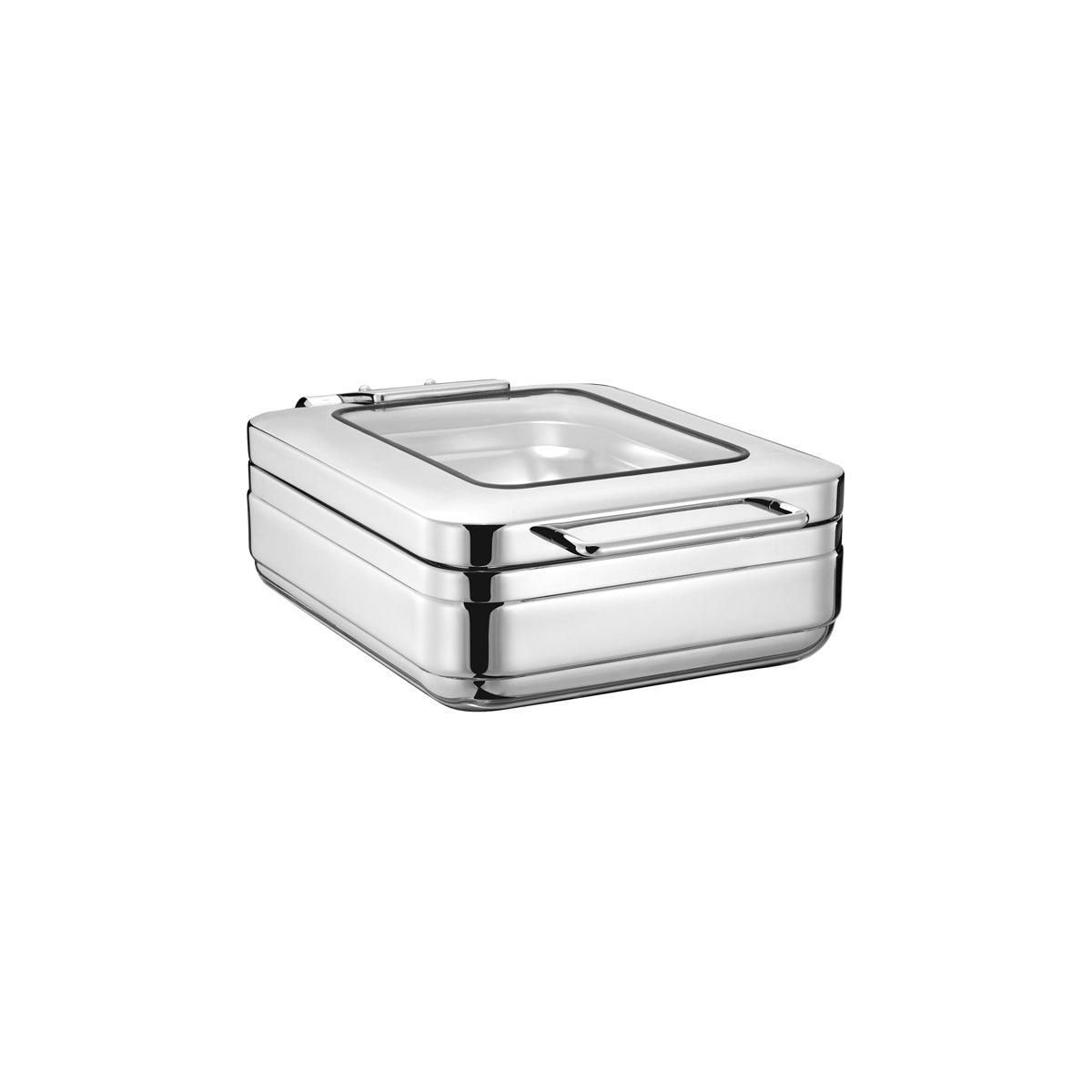 Chef Inox Induction Chafer Rectangular Stainless Steel 1/2 Size with Glass Lid - Kitchenly