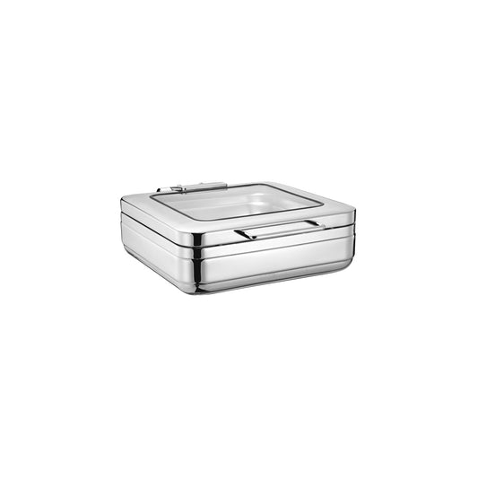Chef Inox Induction Chafer Rectangular Stainless Steel 2/3 Size with Glass Lid