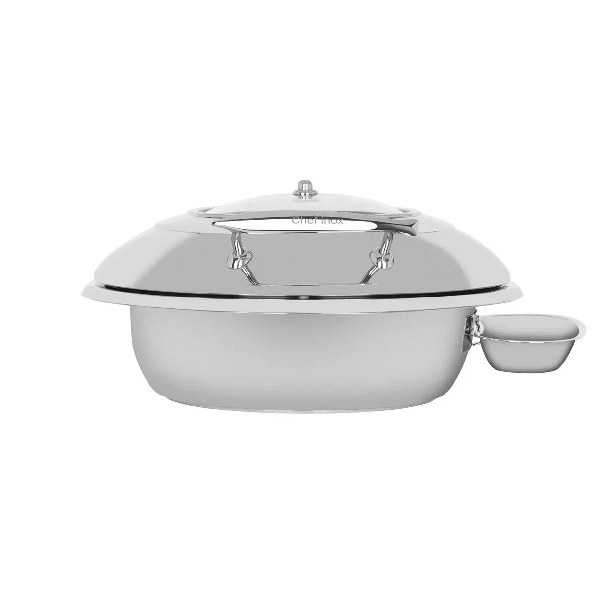 Chef Inox Deluxe Chafer Large Round with Glass Lid & Side Dish - Kitchenly