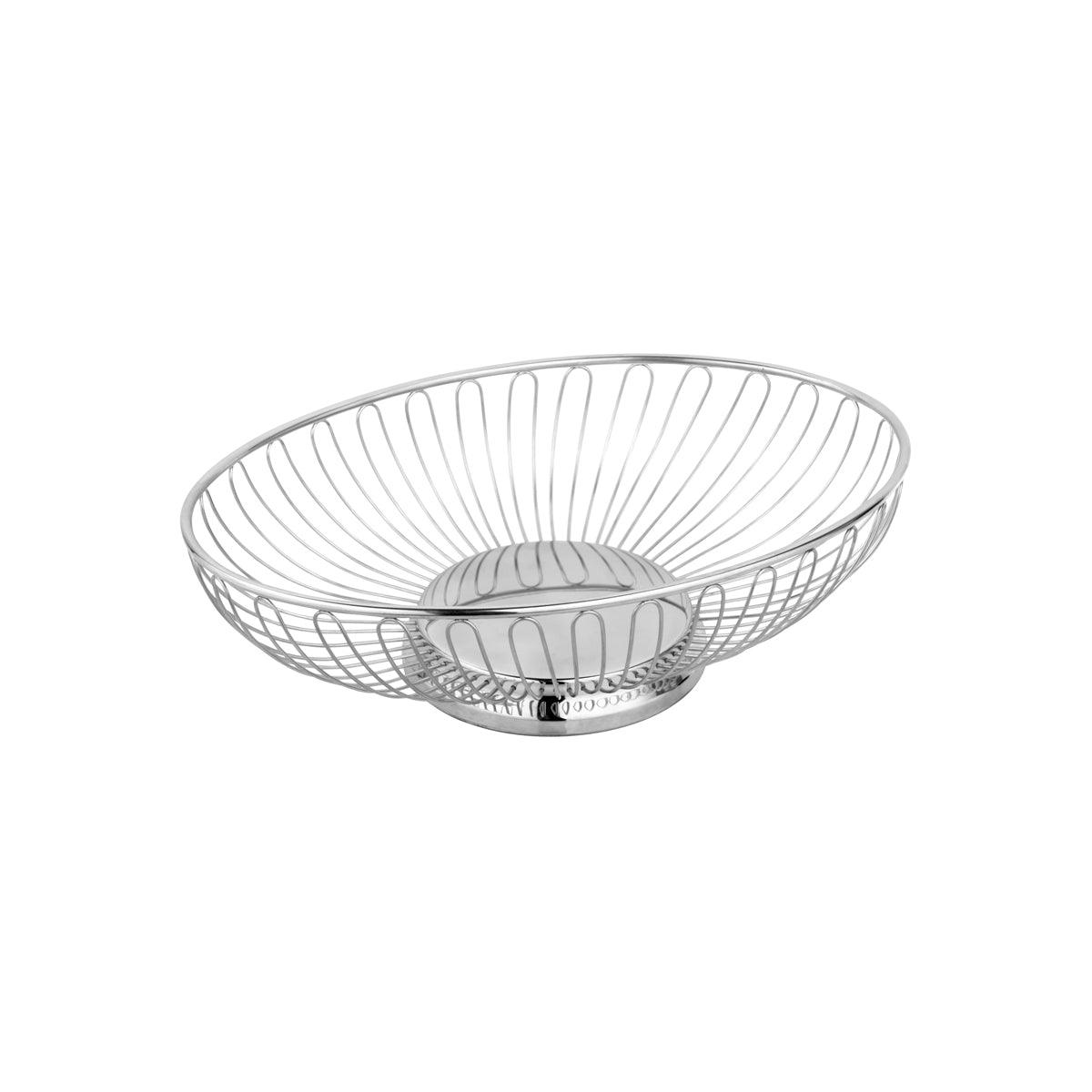 Chef Inox Oval Wire Basket Solid Base Stainless Steel 275x225x88mm - Kitchenly
