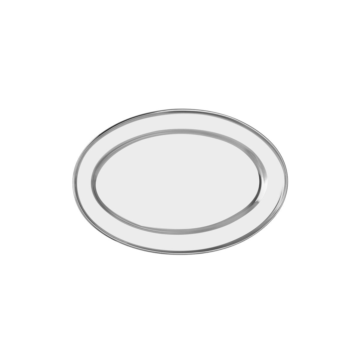 Chef Inox Oval Platter Rolled Edge Stainless Steel 400x315mm - Kitchenly