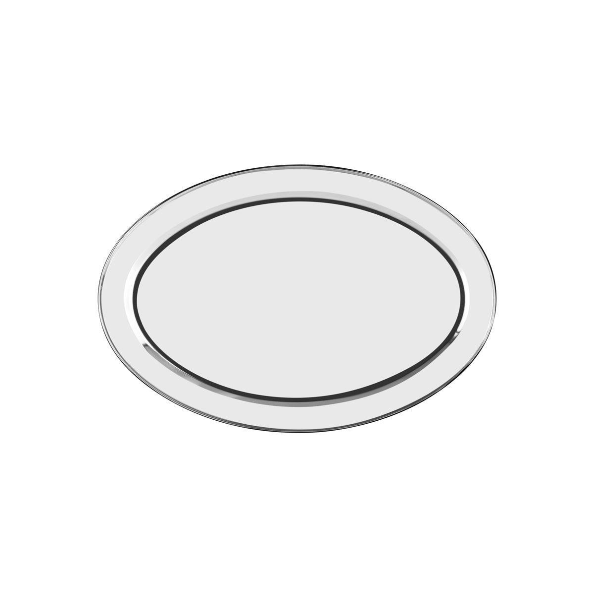 Chef Inox Oval Platter Rolled Edge Stainless Steel 450x355mm - Kitchenly