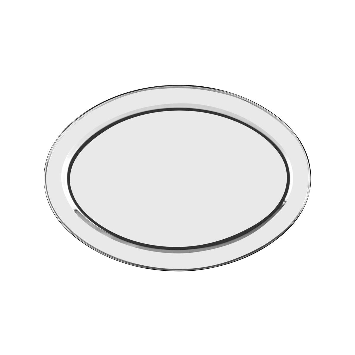 Chef Inox Oval Platter Rolled Edge Stainless Steel 500x395mm - Kitchenly