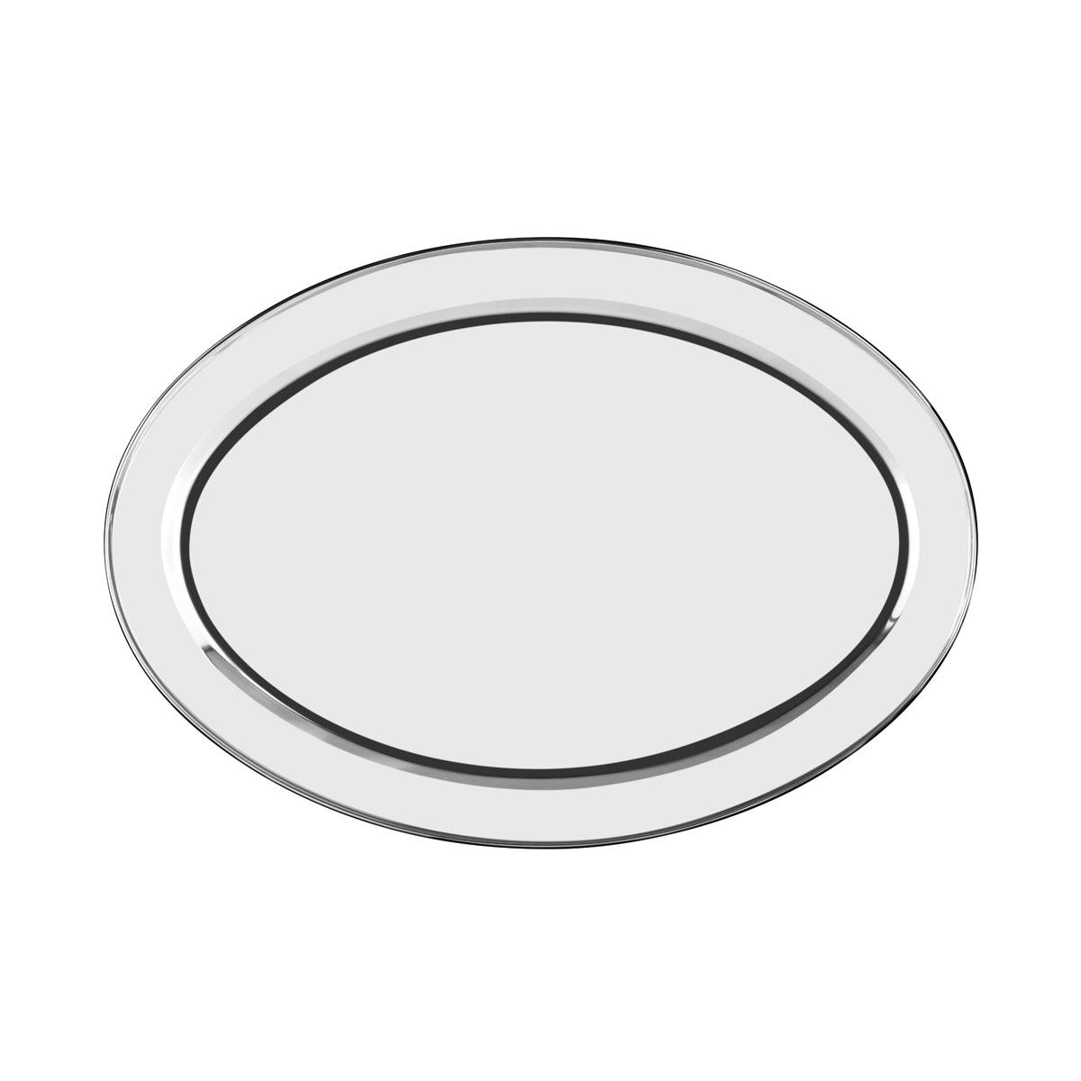 Chef Inox Oval Platter Rolled Edge Stainless Steel 550x445mm - Kitchenly