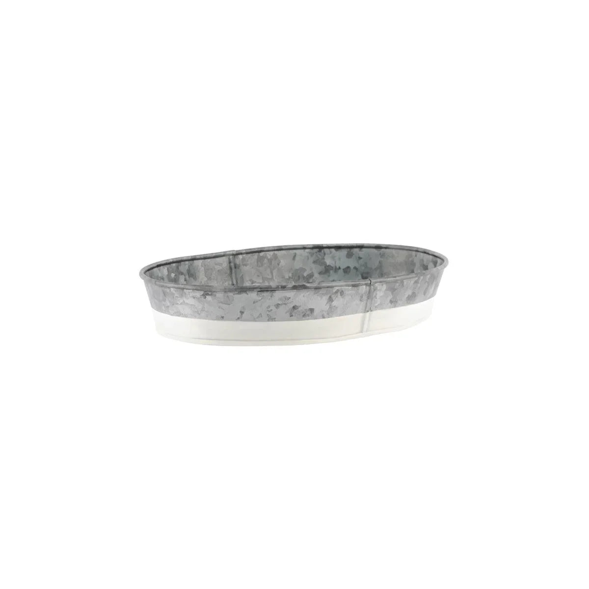 Chef Inox Coney Island Oval Galvanised Tray with Base 240x150x45mm - Kitchenly