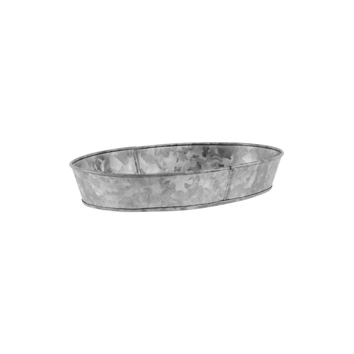 Chef Inox Coney Island Oval Galvanised Tray Plain 275x185x45mm - Kitchenly