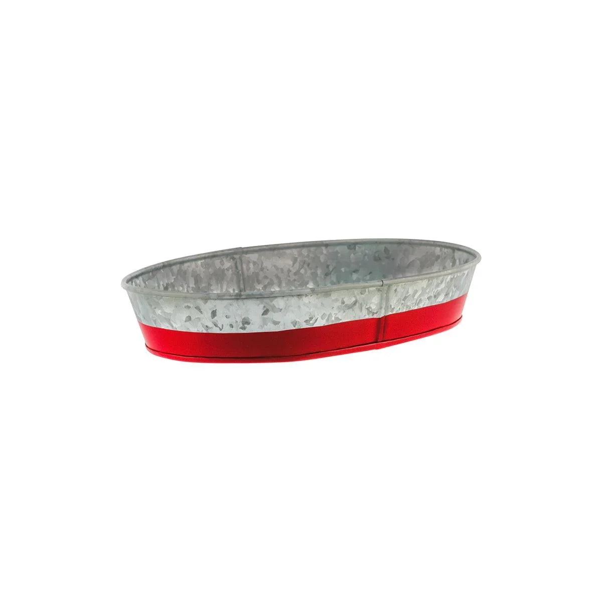 Chef Inox Coney Island Oval Galvanised Tray with Base 275x185x45mm - Kitchenly