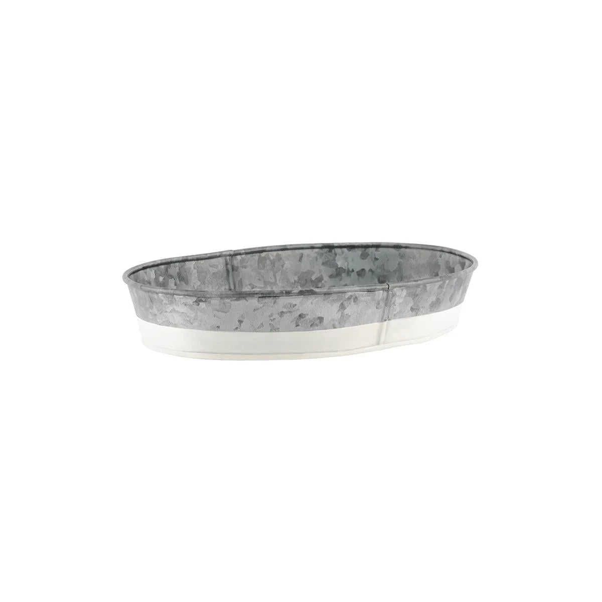 Chef Inox Coney Island Oval Galvanised Tray with Base 275x185x45mm - Kitchenly