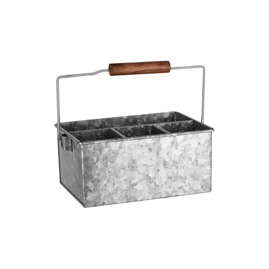 Chef Inox Coney Island 4-Compartment Caddy with Handle Galvanised 250x180x115mm