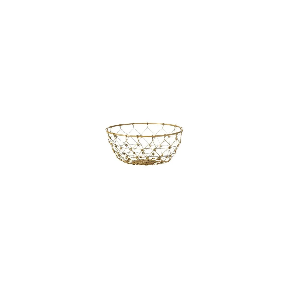 Chef Inox Coney Island Patina Round Fishing Net Wire Basket Gold 160x80mm - Kitchenly