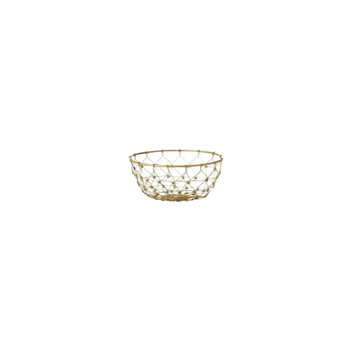 Chef Inox Coney Island Patina Round Fishing Net Wire Basket Gold 160x80mm - Kitchenly