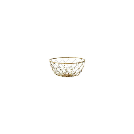 Chef Inox Coney Island Patina Round Fishing Net Wire Basket Gold 160x80mm - Kitchenly