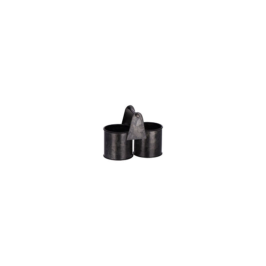 Chef Inox Coney Island Dual Pot Black Galvanised Caddy 140x70x70mm