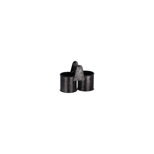Chef Inox Coney Island Dual Pot Black Galvanised Caddy 140x70x70mm - Kitchenly