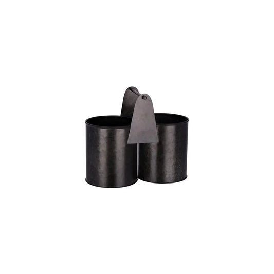 Chef Inox Coney Island Dual Pot Black Galvanised Caddy 240x120x140mm - Kitchenly