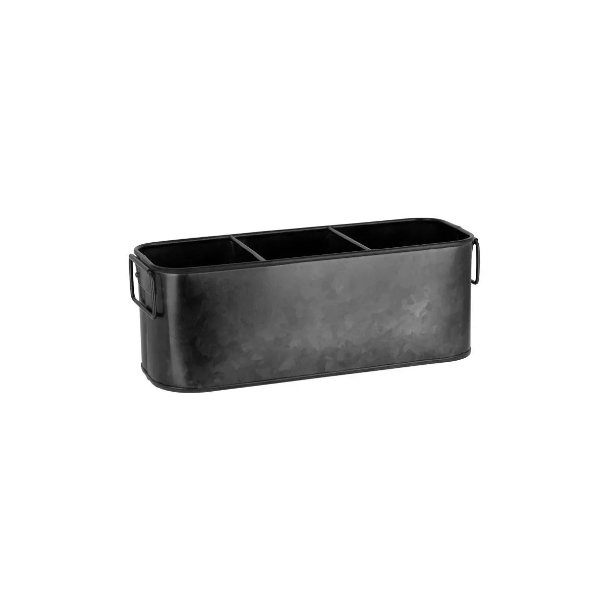 Chef Inox Coney Island 3-Compartment Black Galvanised Caddy 270x100x100mm - Kitchenly