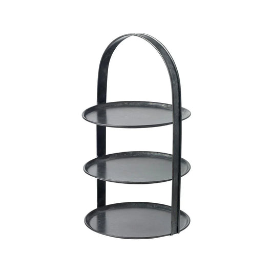 Chef Inox Coney Island Tea Stand 3-Tier Fixed Black Galvanised 310x510mm - Kitchenly