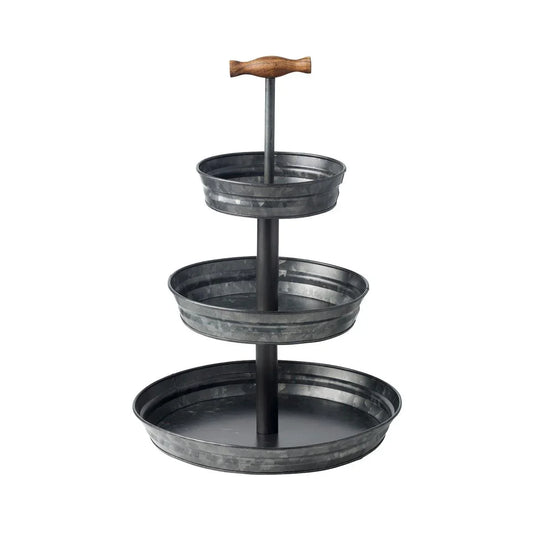 Chef Inox Coney Island Stand 3-Tier Fixed Black Galvanised 190/260/350x510mm - Kitchenly