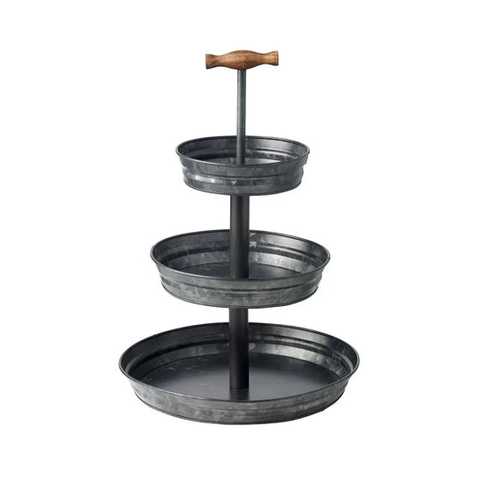 Chef Inox Coney Island Stand 3-Tier Fixed Black Galvanised 190/260/350x510mm - Kitchenly
