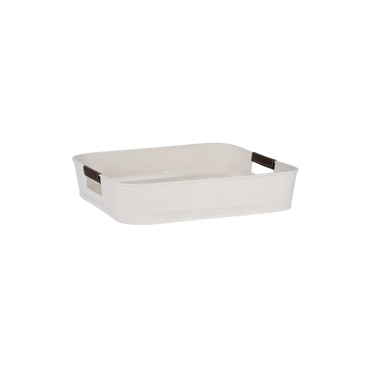 Chef Inox Coney Island Creme Square Tray with Leather Handle 365x365x75mm (Box of 6)