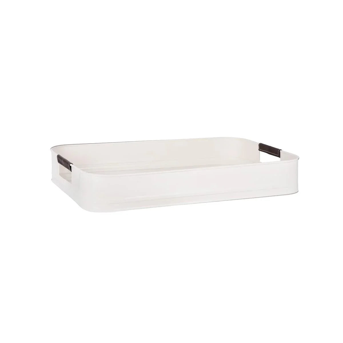 Chef Inox Coney Island Creme Rectangular Tray with Leather Handle 485x335x70mm (Box of 6) - Kitchenly