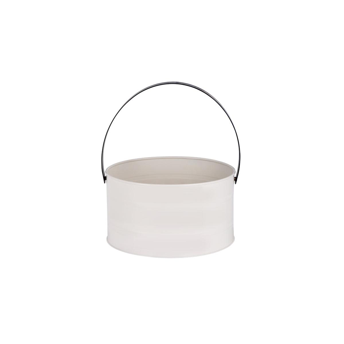 Chef Inox Coney Island Creme Round Pail with Black Handle 285x150mm (Box of 6) - Kitchenly