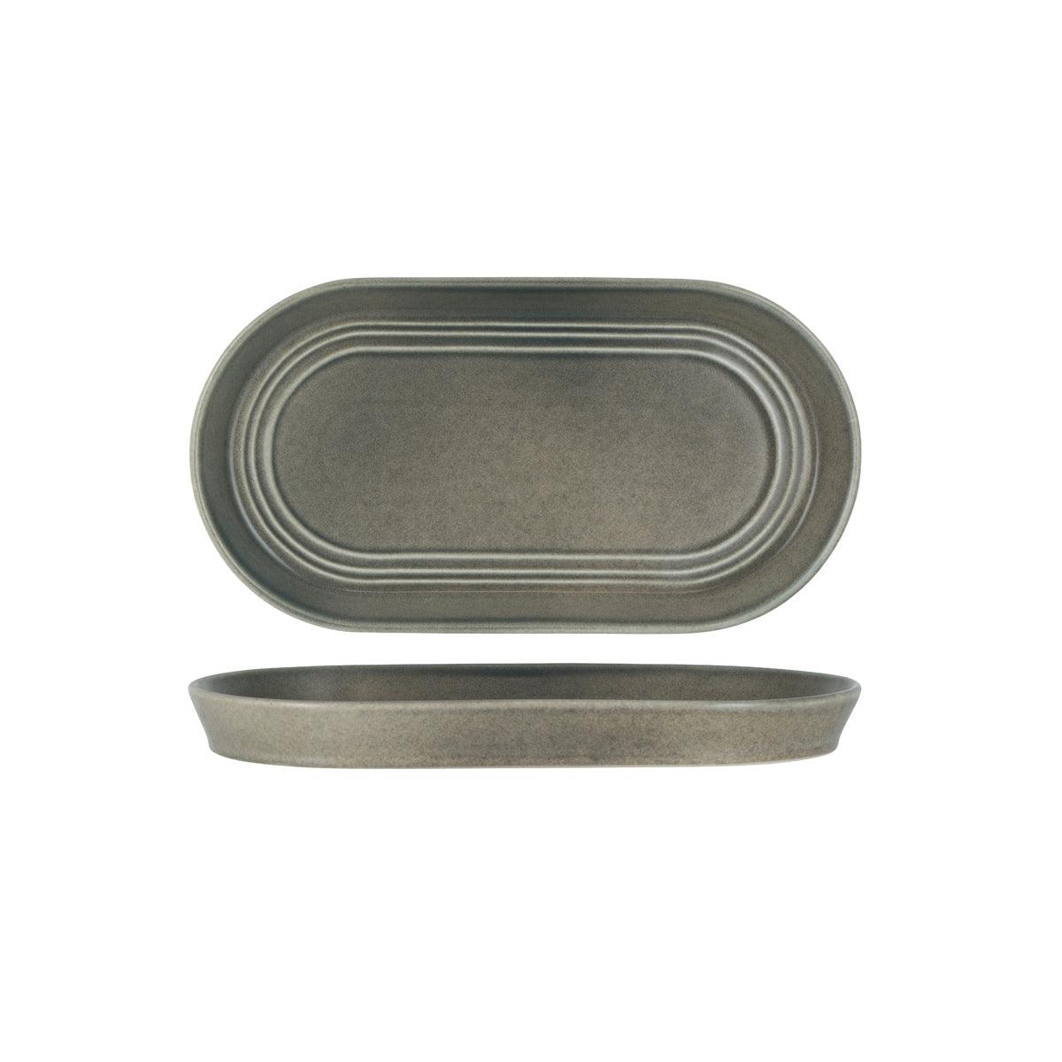 Tablekraft Urban Loft Frost Grey Oval Serve Platter 310x165mm (Box of 2) - Kitchenly