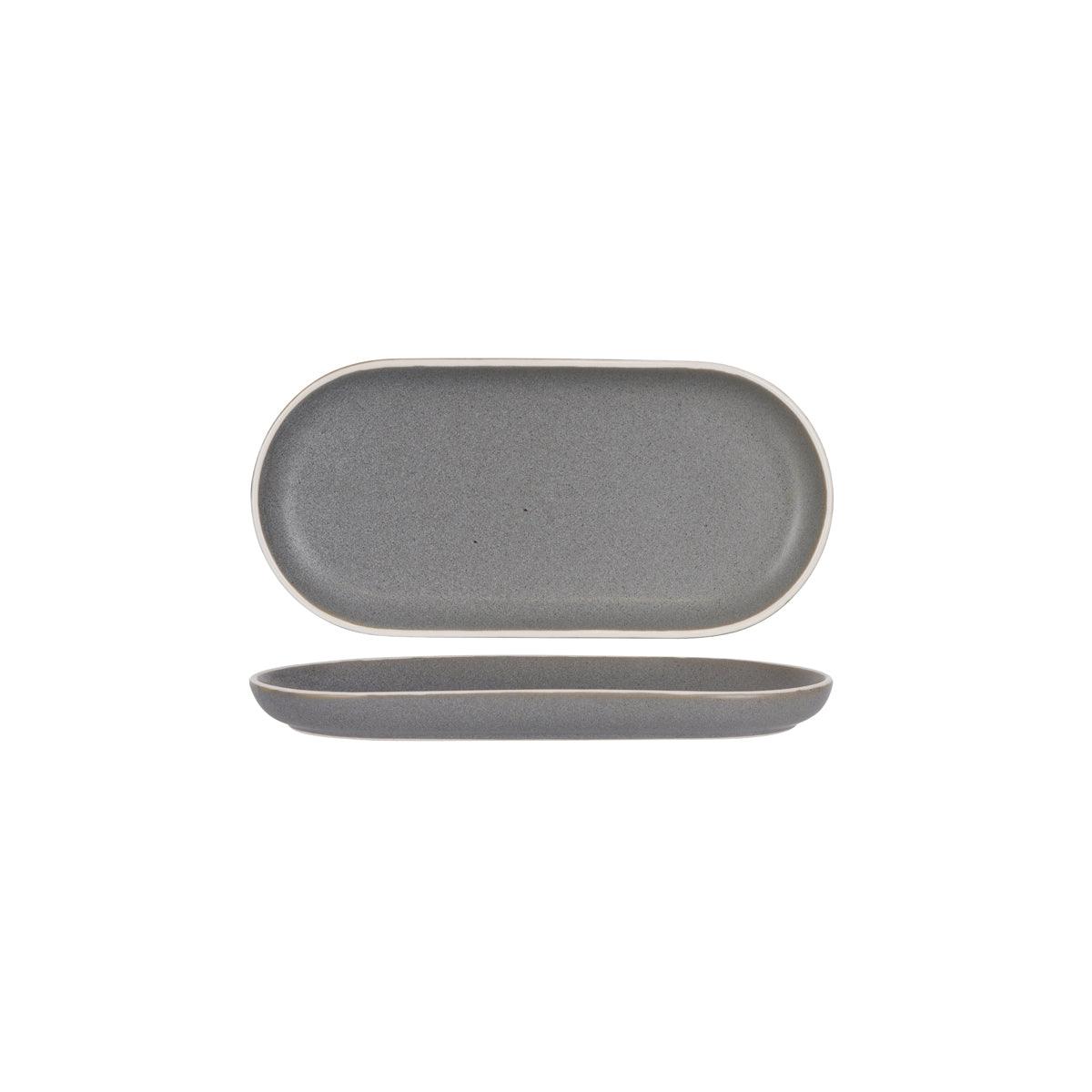 Tablekraft Urban Grey Oval Plate 295x140mm (Box of 4) - Kitchenly
