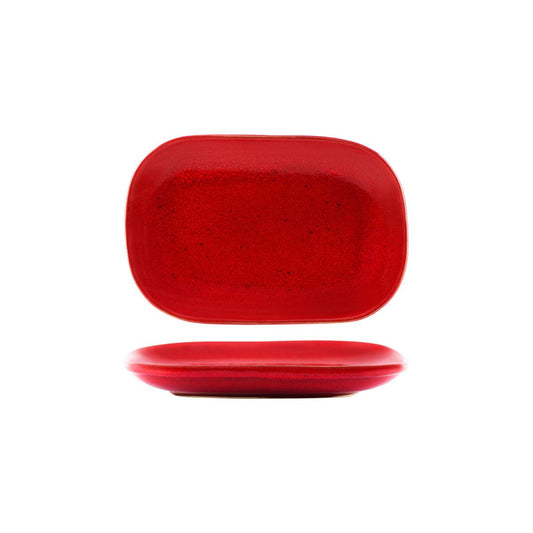 Tablekraft Artistica Reactive Red Rectangular Plate 240x160mm (Box of 4) - Kitchenly