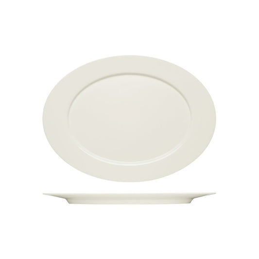 Bauscher Purity Oval Platter with Wide Rim 380x278mm (Box of 6)