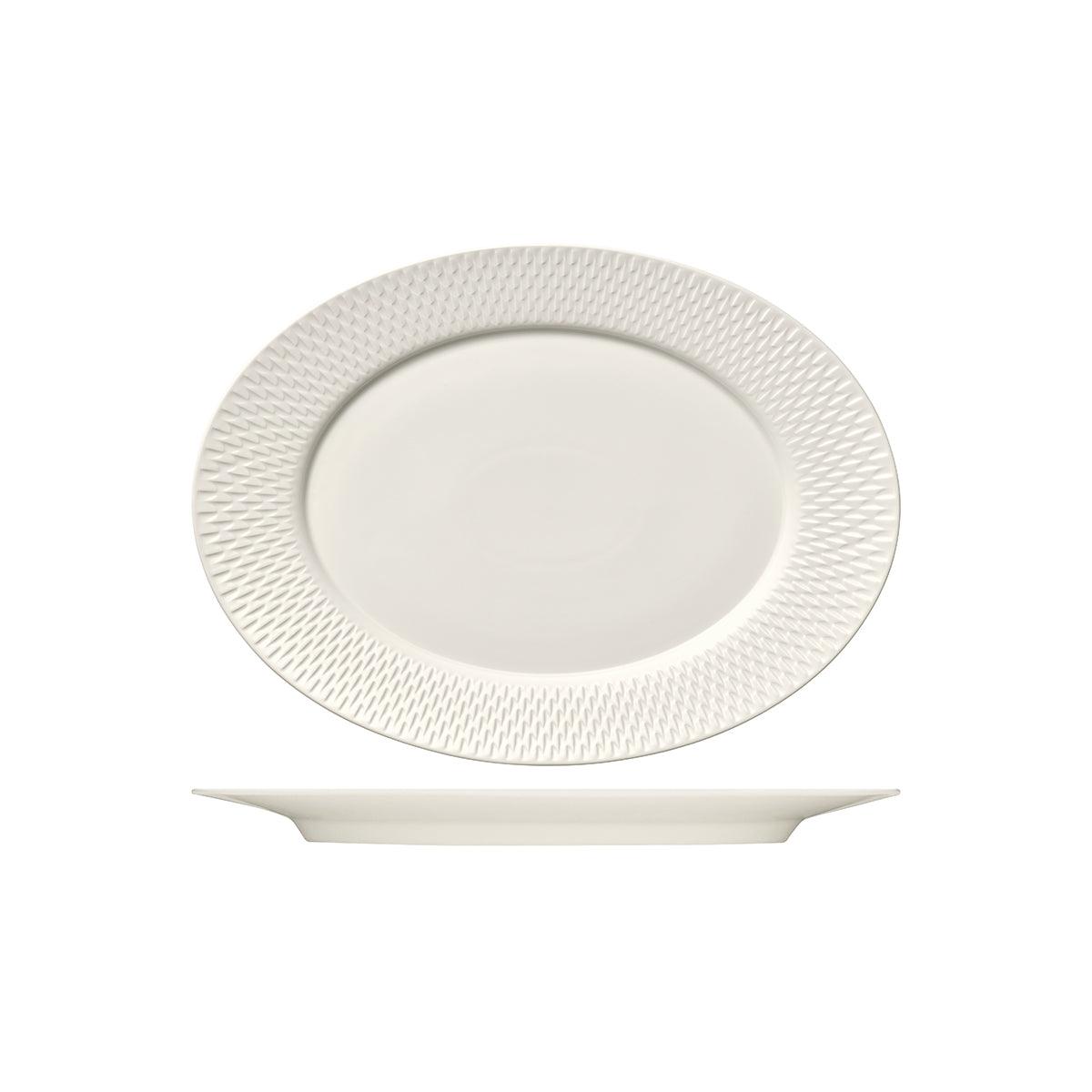 Purity Oval Platter with Rim Relief 330x244mm (Box of 6) - Kitchenly