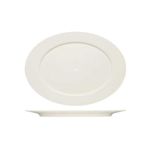 Bauscher Purity Oval Platter with Wide Rim 380x272mm To Suit Serving Stand (Box of 6) - Kitchenly