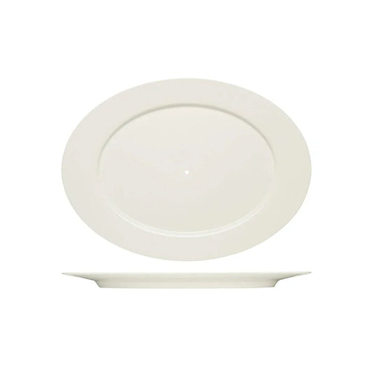Bauscher Purity Oval Platter with Wide Rim 380x272mm To Suit Serving Stand (Box of 6) - Kitchenly
