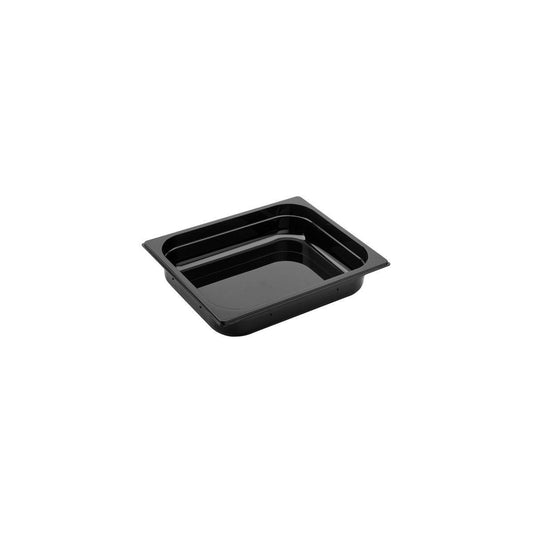 Inox Macel Gastronorm Pan Polycarbonate Black 1/2 Size 325x265x65mm / 3.9Lt (Box of 6) - Kitchenly