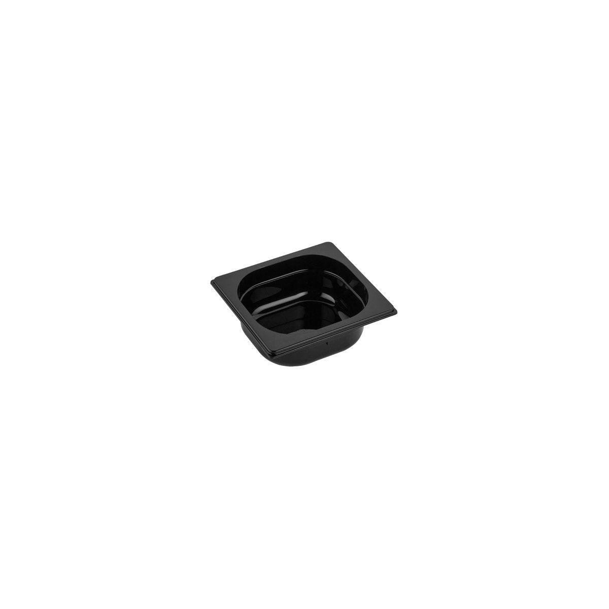 Inox Macel Gastronorm Pan Polycarbonate Black 1/6 Size 176x162x65mm / 1.0Lt (Box of 6) - Kitchenly