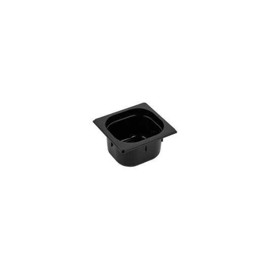 Inox Macel Gastronorm Pan Polycarbonate Black 1/6 Size 176x162x100mm / 1.5Lt (Box of 6) - Kitchenly