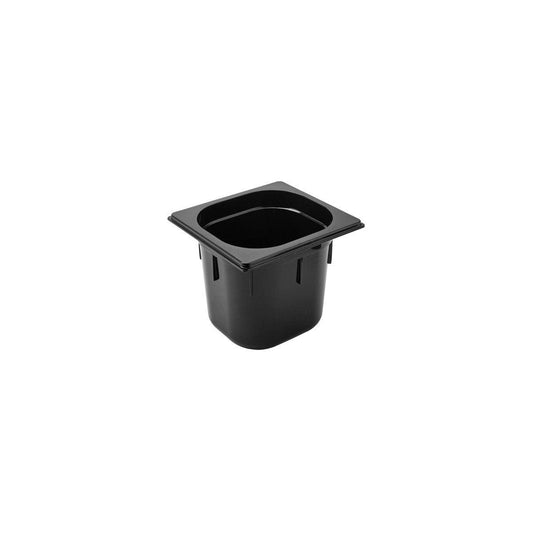 Inox Macel Gastronorm Pan Polycarbonate Black 1/6 Size 176x162x150mm / 2.2Lt (Box of 6) - Kitchenly