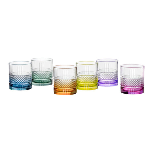 RCR Cristalleria Brillante D.O.F Tumbler 337ml Assorted Colours 6pc Set