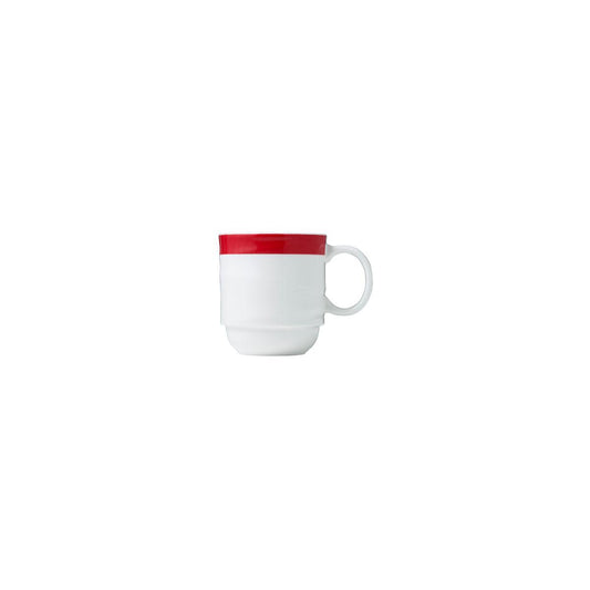 Royal Porcelain Maxadura Resonate Coffee Mug Stackable 350ml Red Band (Box of 12) - Kitchenly