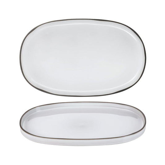 Revol Caractere White Cumulus Oval Plate 355x218mm (Box of 4) - Kitchenly