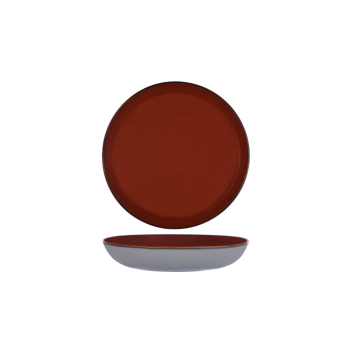 Serax Terres De Reves Rust Smoke Blue Exterior Round Pasta Plate 235mm - Kitchenly