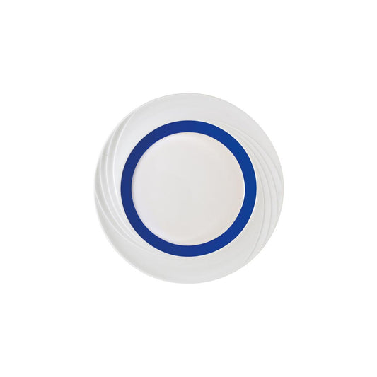 Schonwald Donna Senior Decor Round Flat Rim Plate with Dark Blue Wide Band 257mm (Box of 6) - Kitchenly