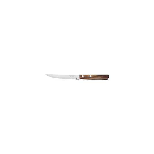 Tramontina Churrasco Steak Knife Serrated Narrow Blade with Polywood Handle Brown 127mm (Box of 12) - Kitchenly