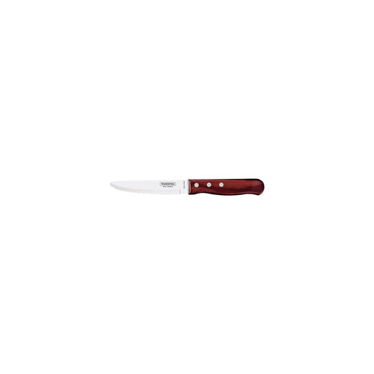 Tramontina Churrasco Steak Knife Serrated Wide Blade with Polywood Handle Red 127mm (Box of 12) - Kitchenly