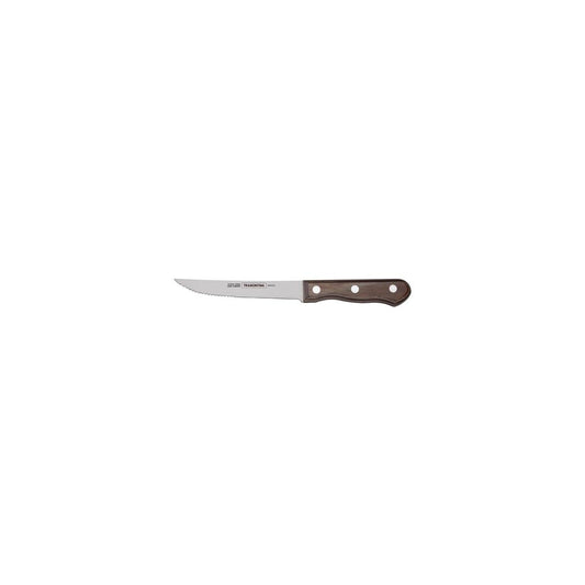 Tramontina Churrasco Steak Knife Jumbo Serrated Narrow Blade with Polywood Handle Brown 127mm (Box of 12) - Kitchenly