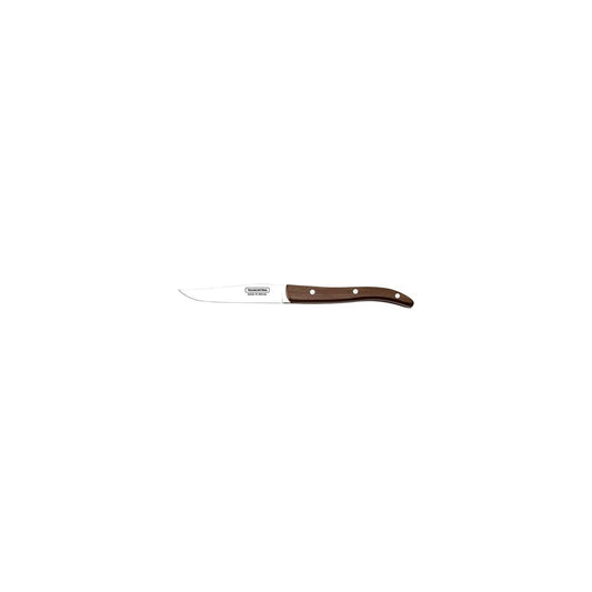 Tramontina Churrasco Steak Knife Straight Narrow Blade with Polywood Handle Brown 102mm (Box of 12) - Kitchenly
