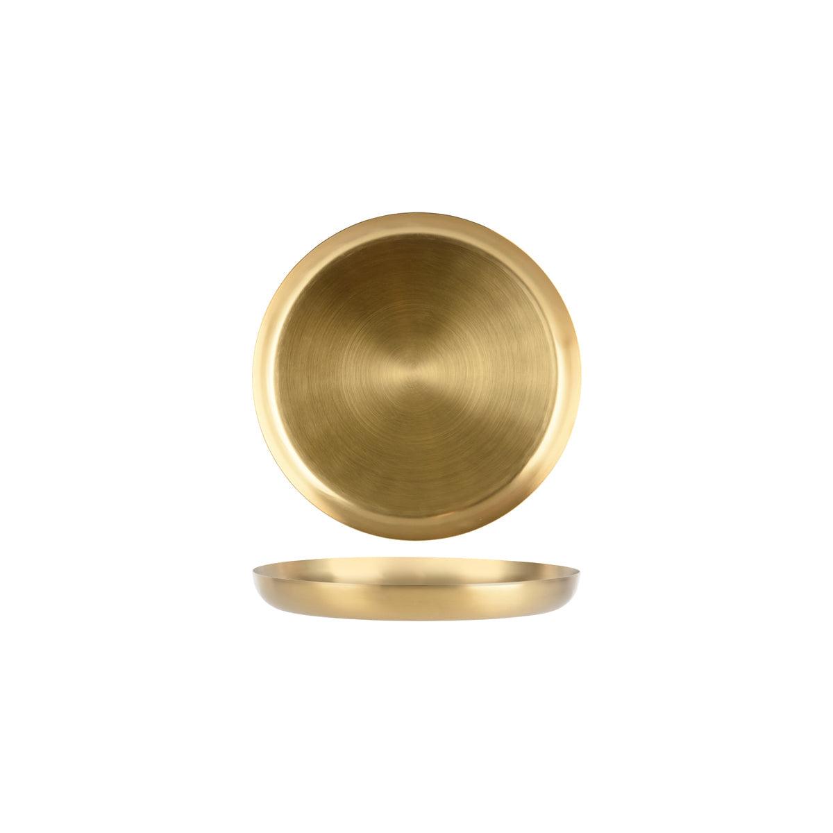 Zanzi Round Serving Tray Satin Brass 265x30mm - Kitchenly