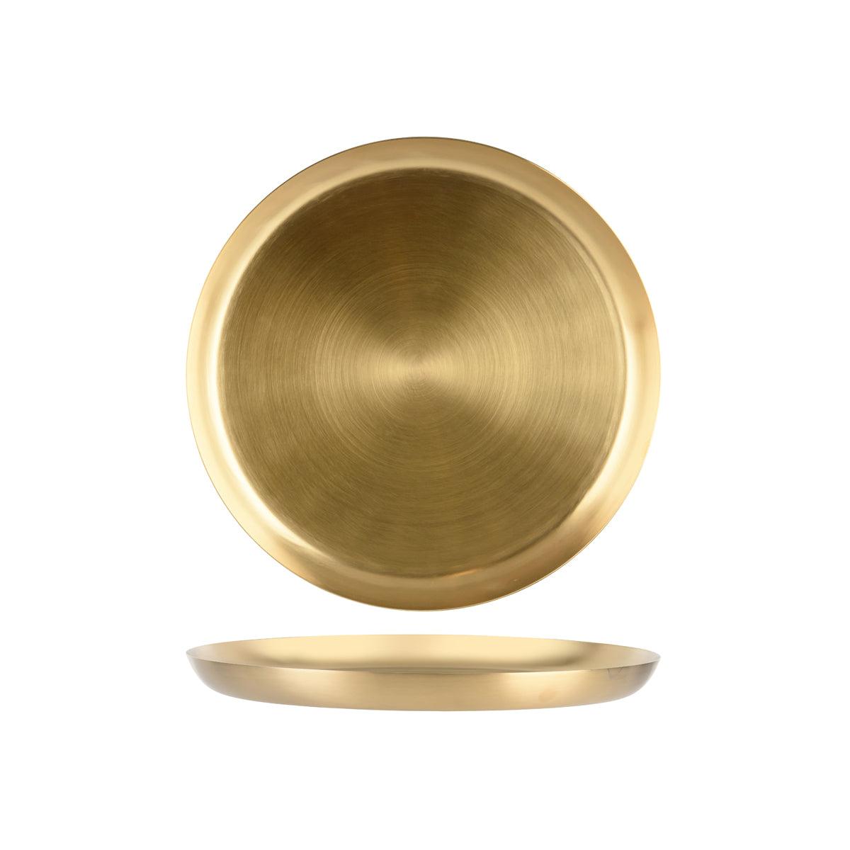 Zanzi Round Serving Tray Satin Brass 365x30mm - Kitchenly